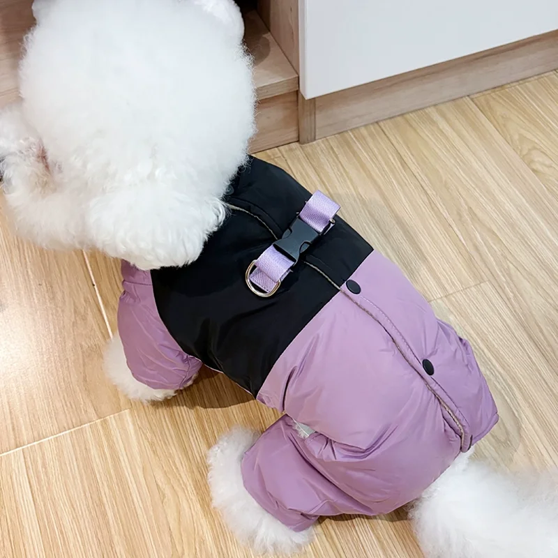 Chaqueta impermeable para perros, ropa sólida de invierno para cachorros, abrigo cálido de algodón con cuatro patas para mascotas, ropa para gatos, mono para Chihuahua Bichon Dachshund
