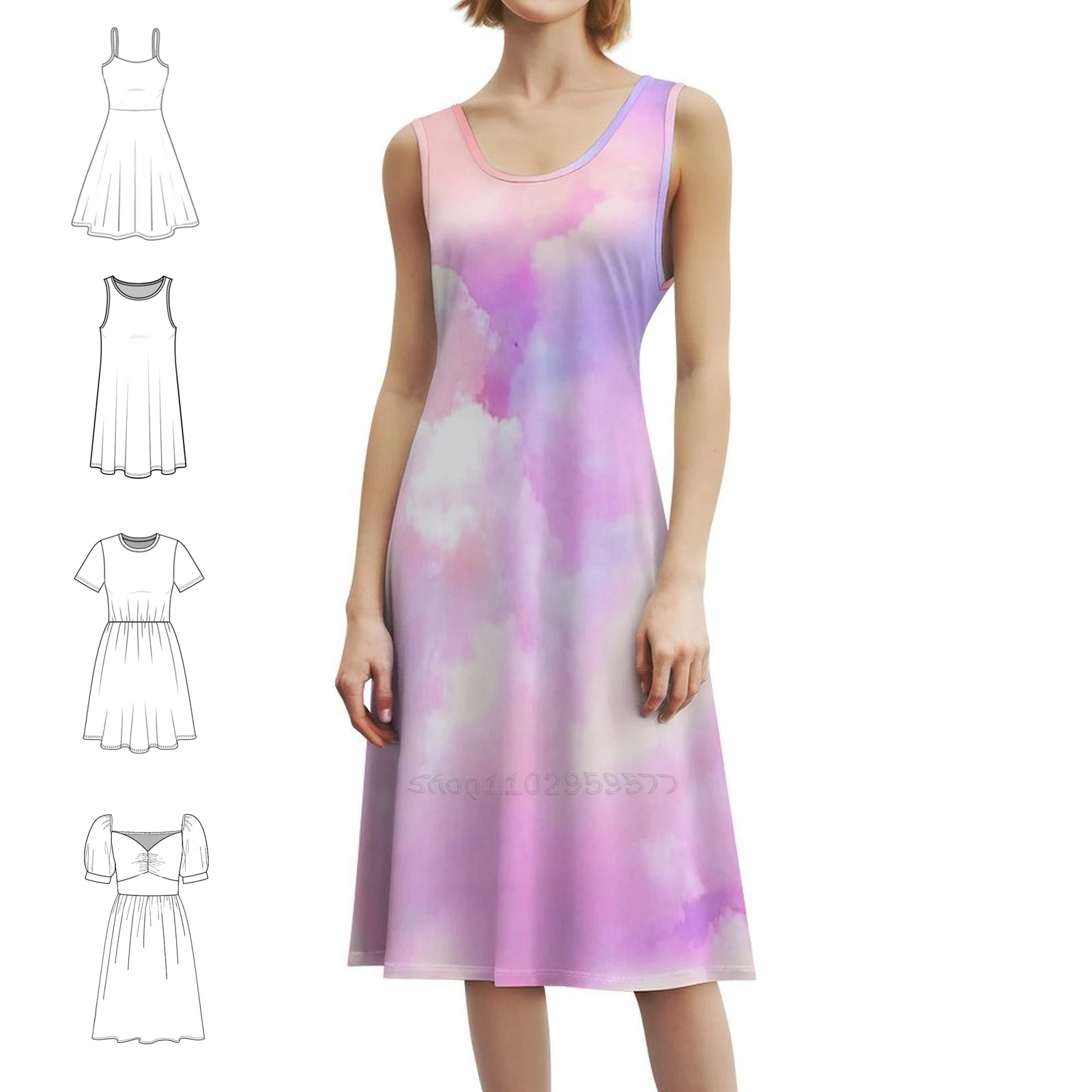 

Candy Clouds (розовый фон) Женское уличное платье в стиле хип-хоп с графическим принтом Одежда для вечеринок и клубов Облака Пастель Розовый Фиолетовый Синий