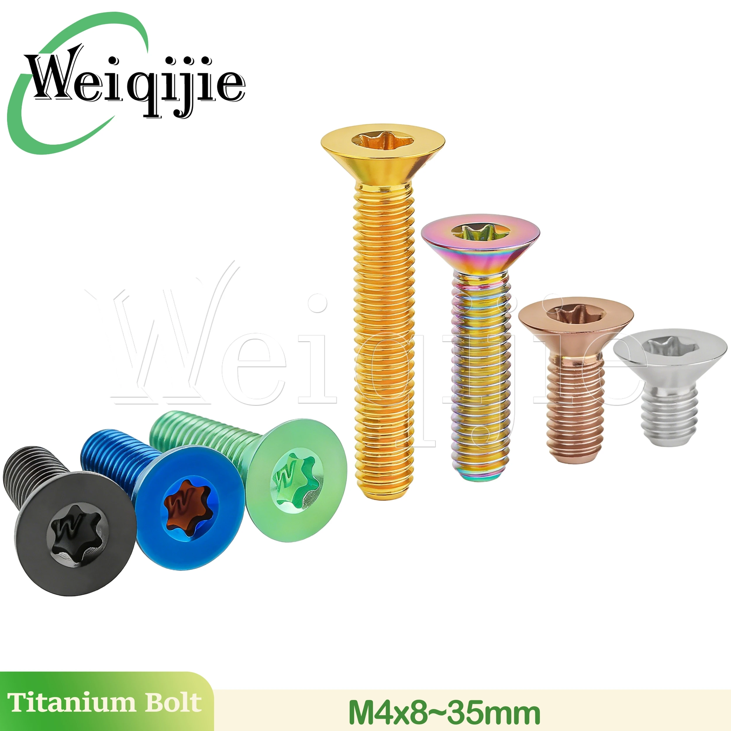 Weiqijie 6PCS M4x8~35mm Titanium alloy countersunk internal hex titanium screws, the first choice for bicycle decoration