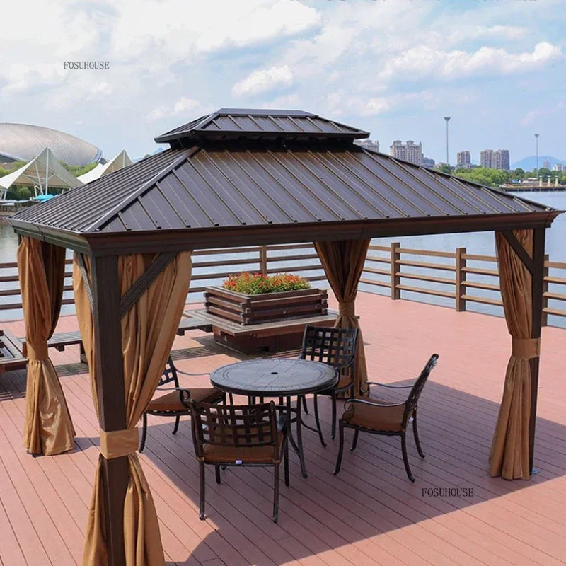 Outdoor Gazebos Courtyard Pavilion Sun Room Aluminum Alloy Villa Tents Outdoor Garden Rainproof Sunshade Terrace Double Roof BB
