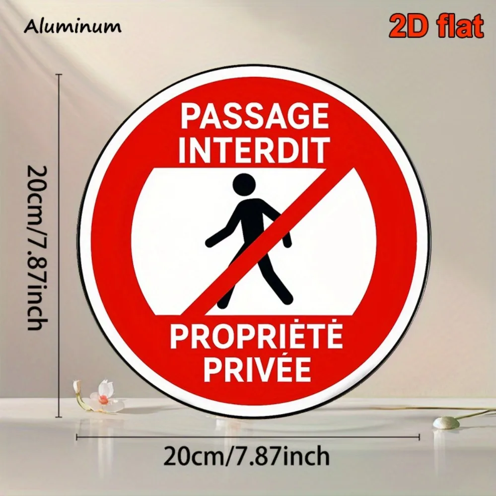 2D Metal Sign, French Retro Private Property No Entry Sign, 8.0x8.0