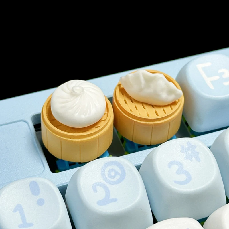 Creative Steamed Bun Keycaps Lovely Handmade Dumpling Game Mechanical Keyboard Personality Keycap Cartoon Resin Keycaps Gifts