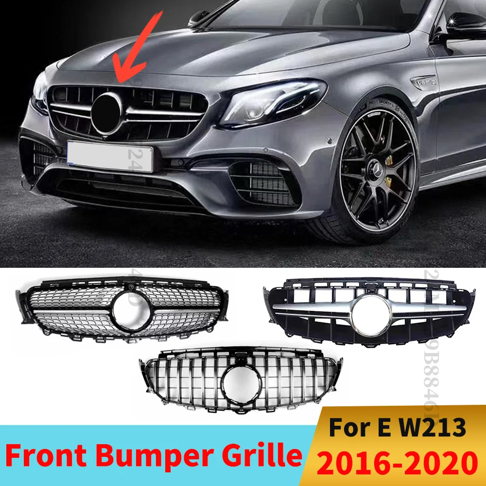 

Middle Mesh Front Bumper Grille Inlet Grill GT Diamond E63 Style For Mercedes W213 C238 A238 Benz E 2016-2020 Tuning Accessories