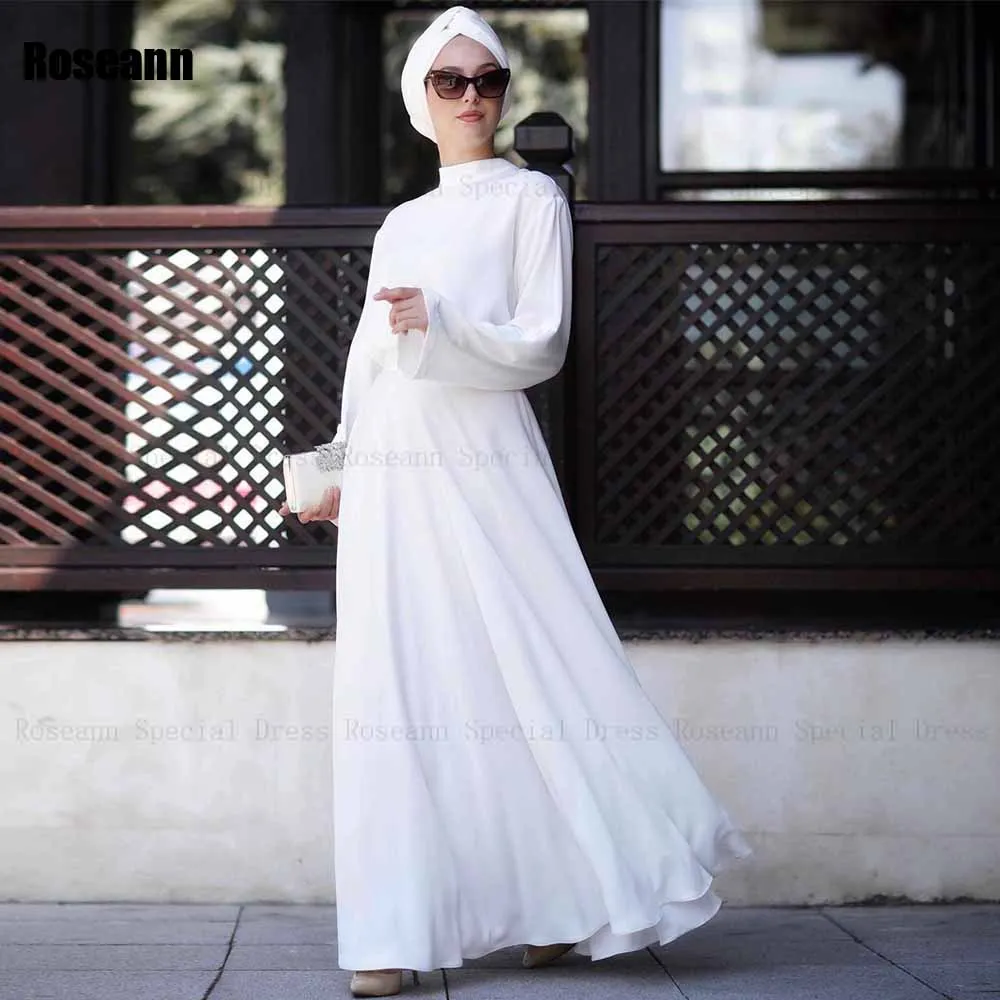 Muslim Exquisite High Collar A-line Wedding Dresses Button 2024 New Belt Draped Pleat Floor Length Bride Dress robe de mariée