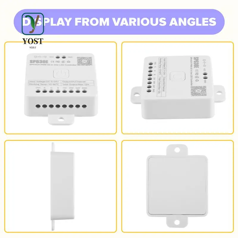 

YOST-1 Piece SP630E Bluetooh LED Controller White Plastic Support PWM Monochrome CCT RGB RGBW RGBCCT Or SPI TTL IC Chip LED Stri