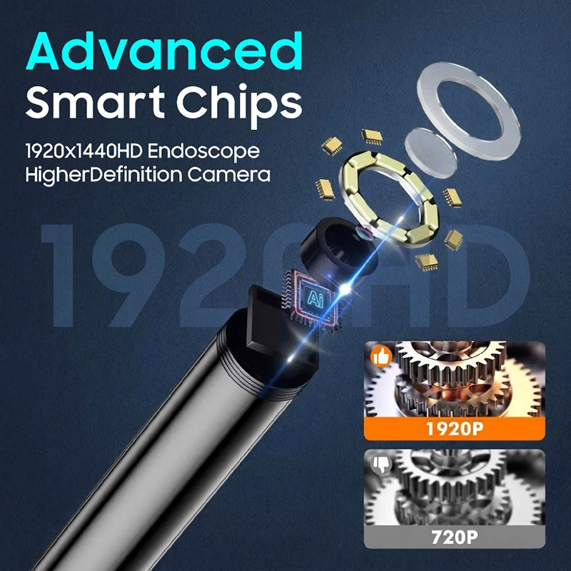 1920P HD Endoskopkamera für iPhone Huawei iOS Android Type-C Micro USB Boreskop Inspektionskamera mit Licht für Auto und Kanalisation – Detail 3
