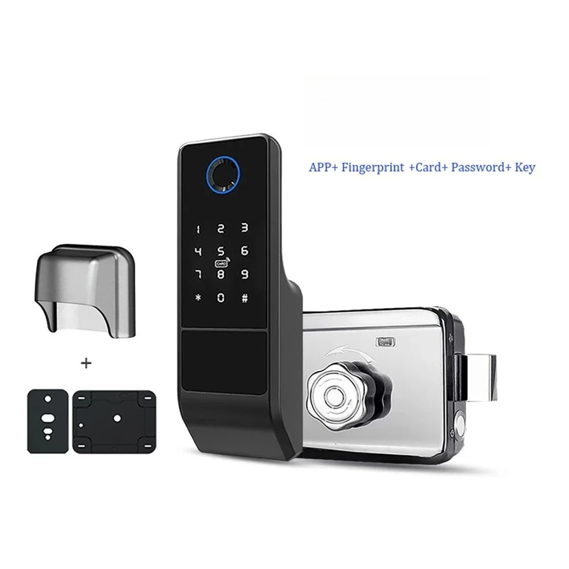 for Waterproof  Wifi Smart Door Lock Digital Password Double Fingerprint Electronic Rim Lock for Outdoor Iron Gate Door
