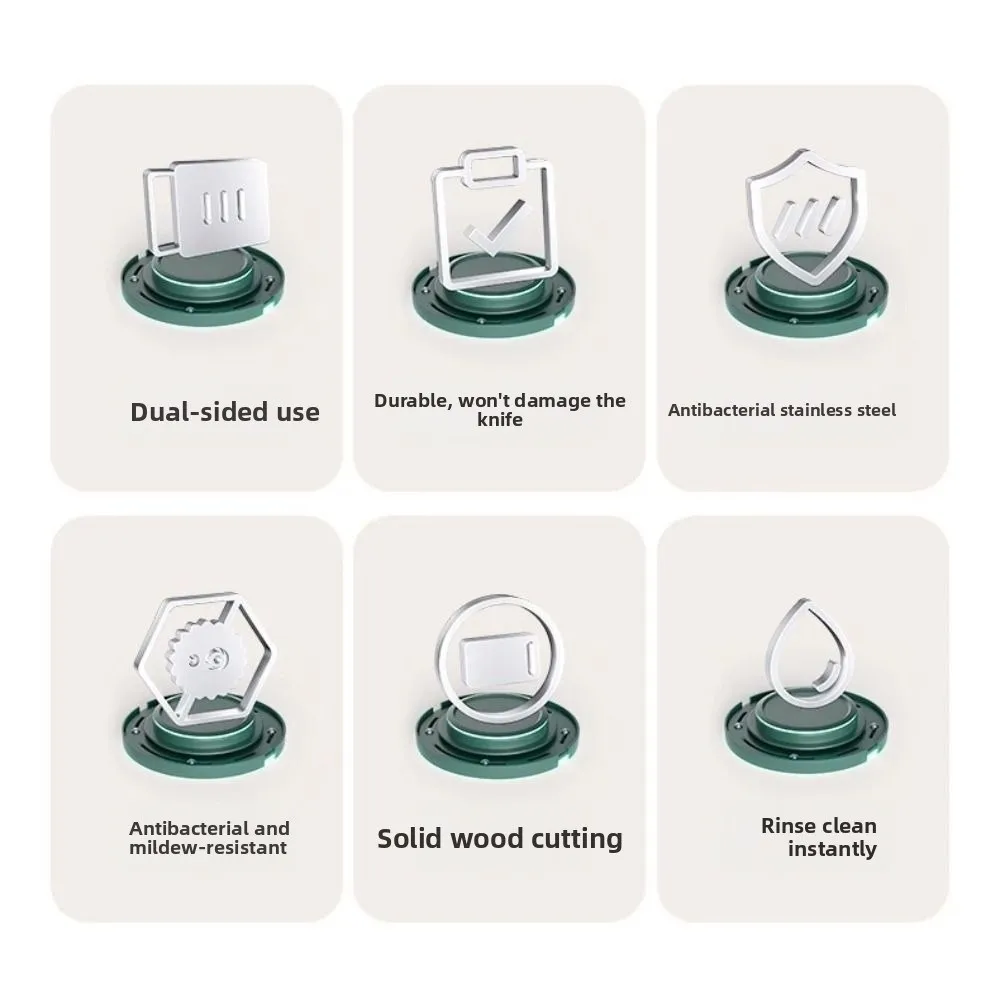 

Anti-Bacterial Double-sided Cutting Board Anti-Slip Anti-Mold Wood Chopping Board Non-sticky with Handle