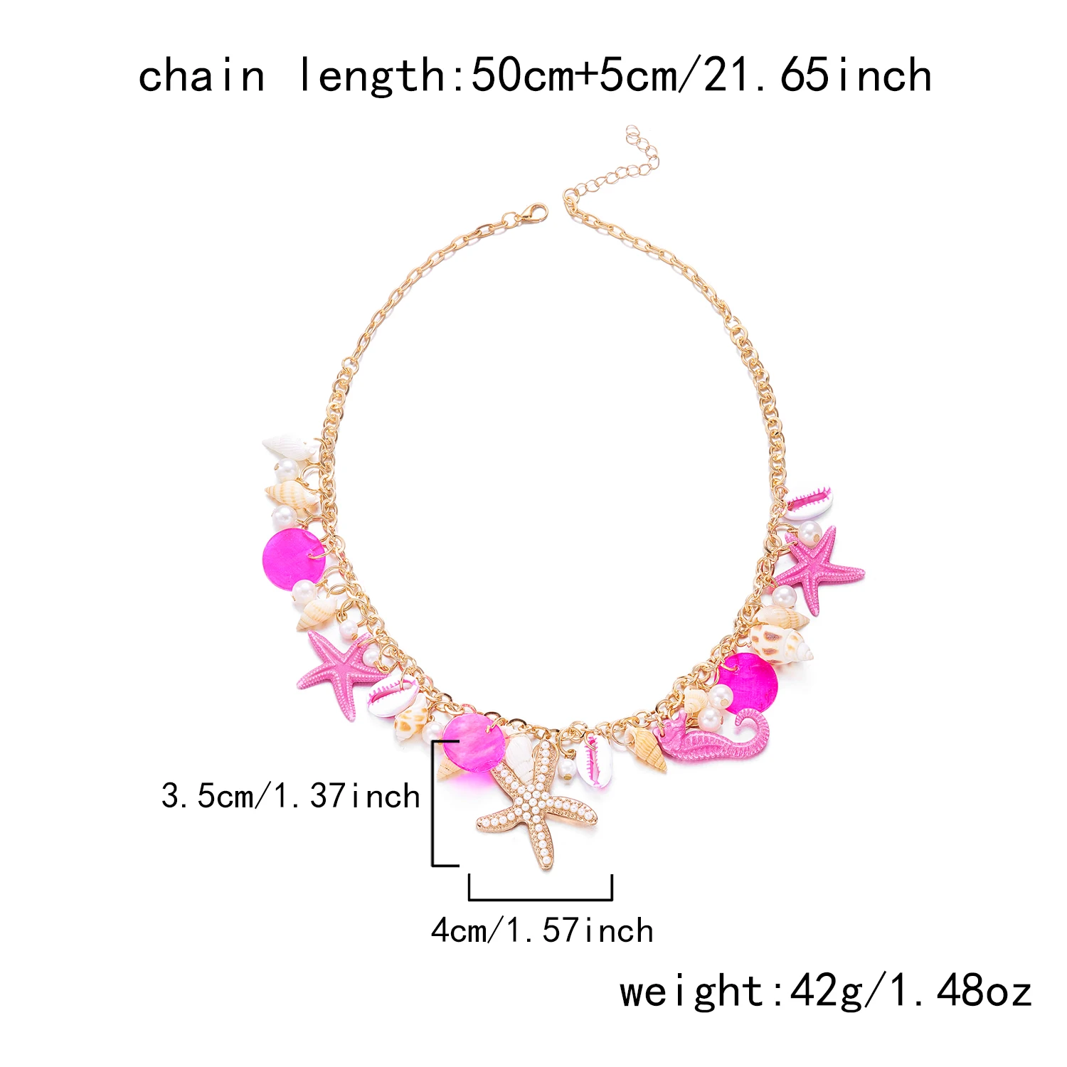 Y2K Einzigartige Ozean-Themen-Halskette für Frauen, goldfarbene Kette, Seepferdchen, Seestern-Anhänger, minimalistischer Schmuck, Dopamin-Geschenk, Party – Detail 5