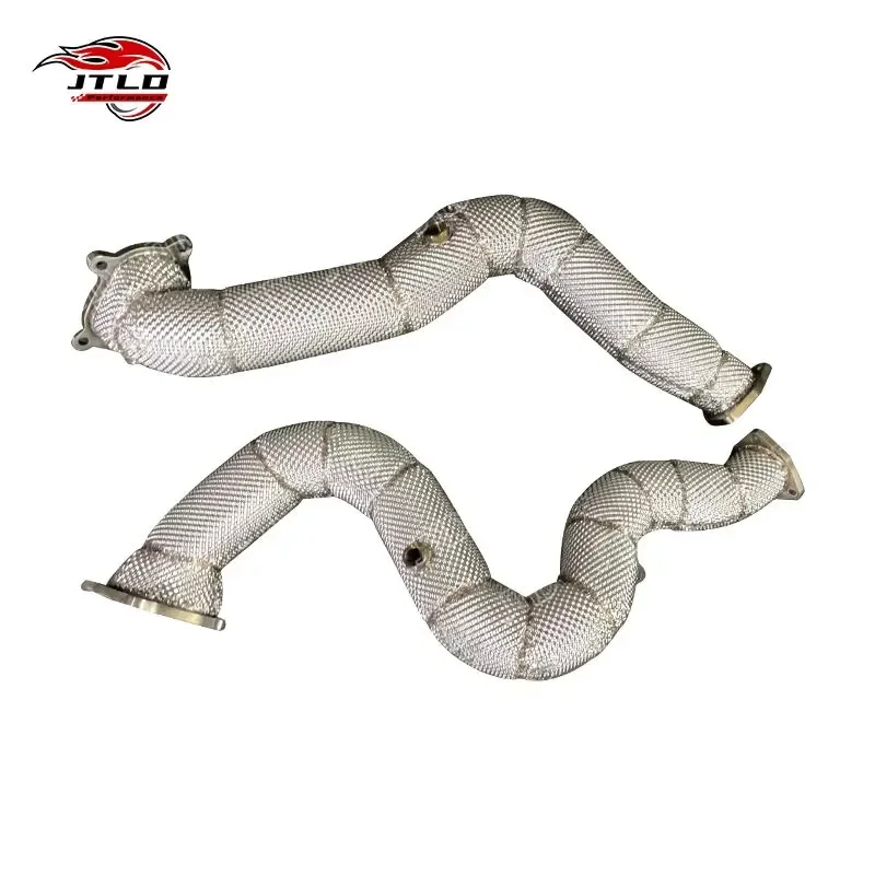 Professional Stainless Steel Exhaust Downpipe Heat Wrap 76mm High Flow Performance Pipe for Audi S6 S7 RS7 C7 4.0T 2013-2018