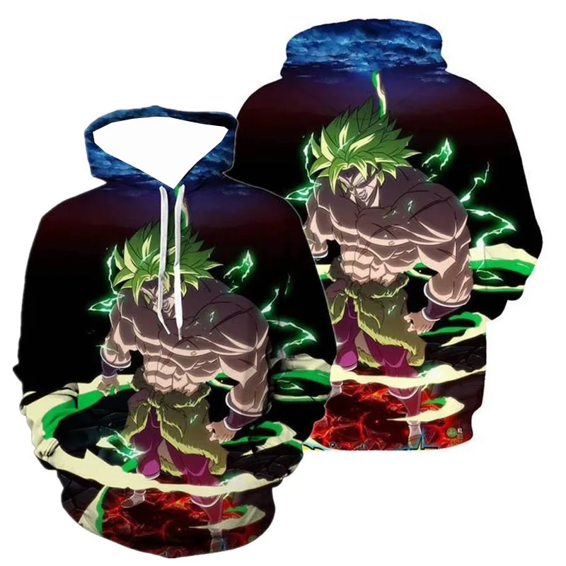 

Новинка 2025, свитер с капюшоном в стиле аниме «Драконный шар» для детей/взрослых, уличная мода Y2K, повседневная быстросохнущая футболка большого размера