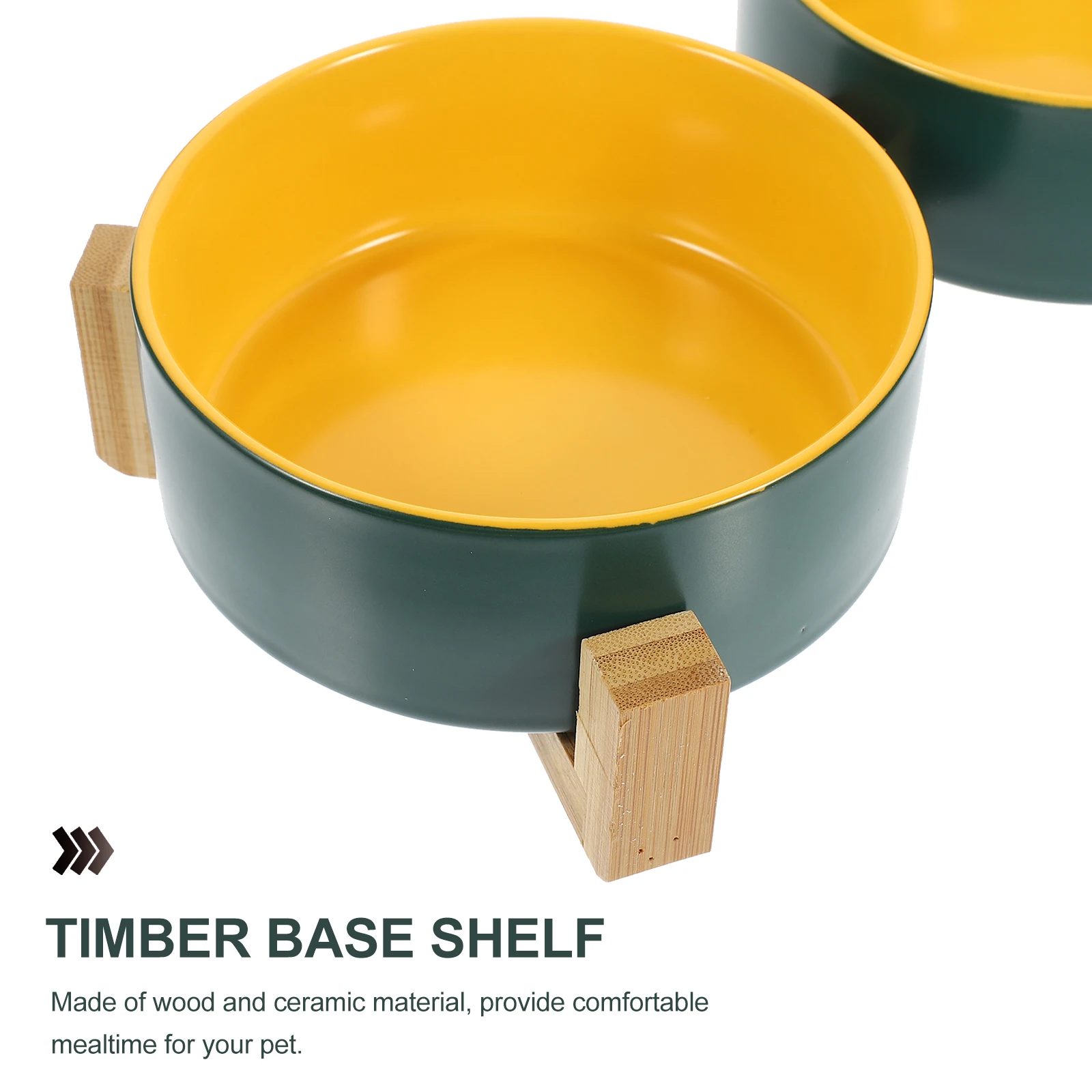 

Ceramic Cat Bowl Double Color Green Yellow Small Size Wood St Pet Feeding Accessory Anti Slip Easy Wash Durable Dog Cat Food