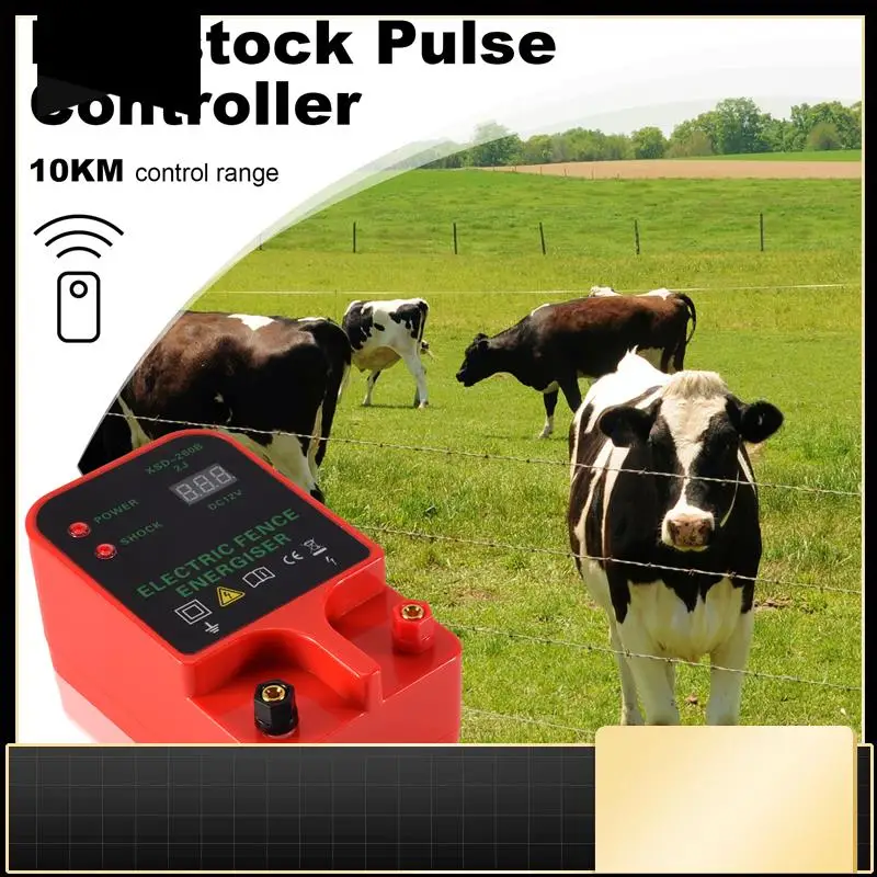 

10KM Electric Fence Livestock High Voltage Pulse Controller High-Decibel Waterproof LCD Display EU Plug-N37R