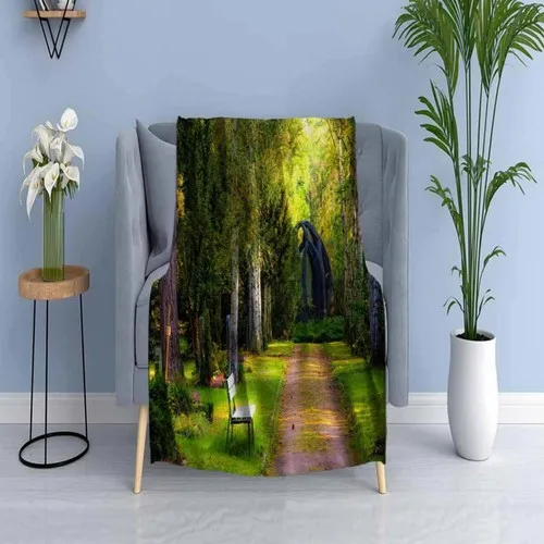 Else Carpet Else Green Forest Road Bank Wellsoft Patterned 3D Tv Blankets