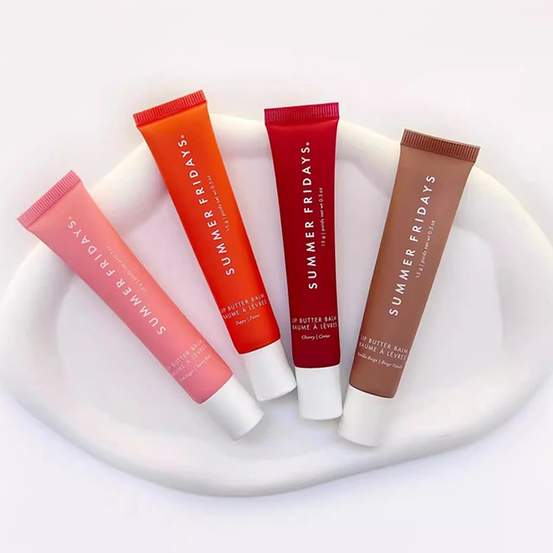Caliente verano viernes cereza pastel de cumpleaños bálsamo labial hidratante juego de lápiz labial transparente tubo suave espejo brillo de labios maquillaje