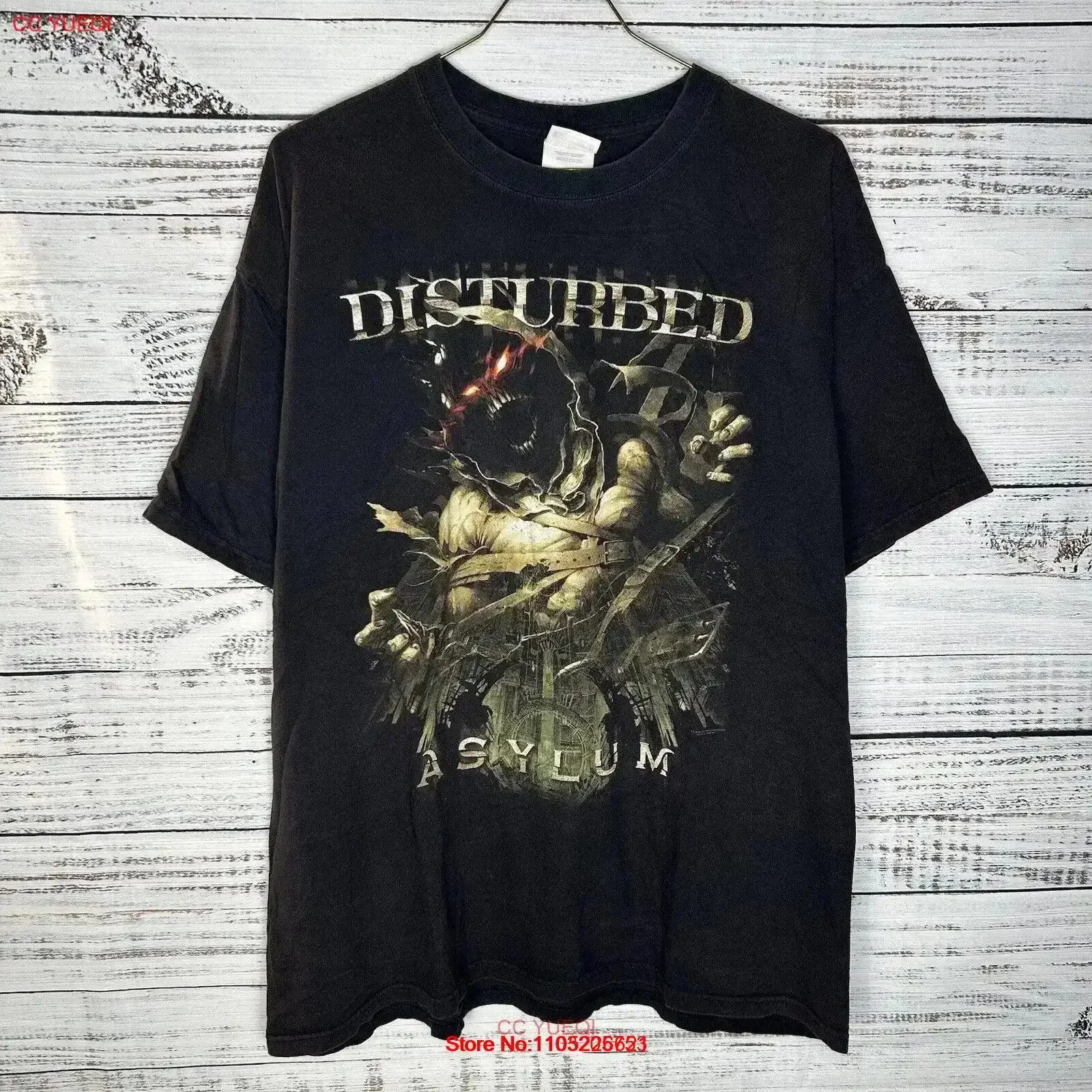 Vintage Y2K Disturbed Asylum Band Double Sided Tour Concert Metal T Shirt 2XL Washed homme Versatile Comfortable vintage Soft