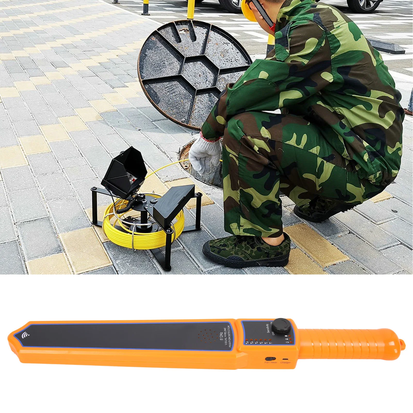 

Инструмент для проверки трубопровода Приемник камеры для проверки труб Режим обнаружения дальнего ближнего режима 512 Гц Инструмент для проверки трубопровода