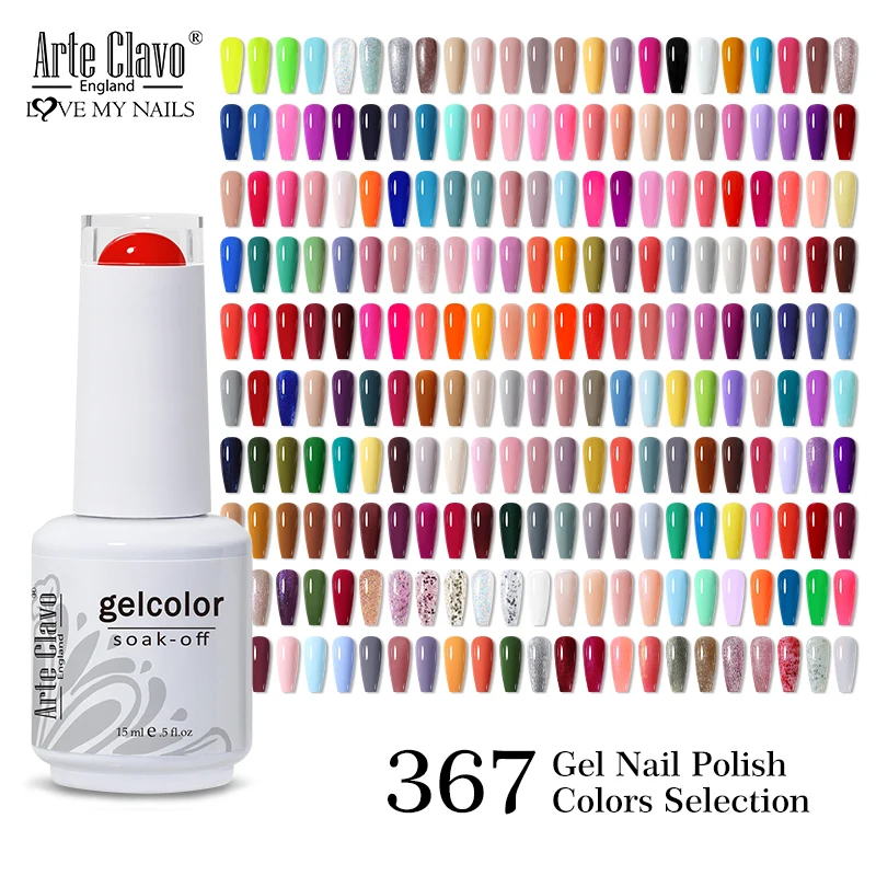 

Arte Clavo 367 Colors Gel Nail Polish Set Semi Permanent Hybrid Gel Varnish Set Base Top Coat Soak Off UV LED Nail Gel Kits 15ml