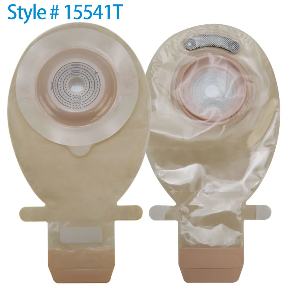 15541T 1-Piece Soft Convex Barrier Ostomy/Colostomy/Ileostmy Drainable Pouches with Inspection Transparent Film, Cut-to-fit