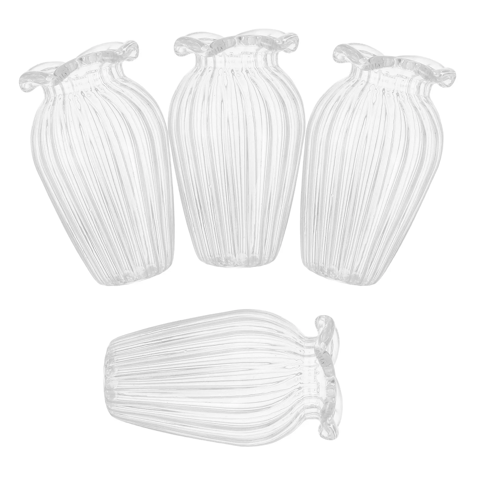 

4Pcs Mini Glass Vase Set Japanese Style Transparent Bud Vase for Dollhouse Mini Decor Tabletop Bookshelf Micro Landscape