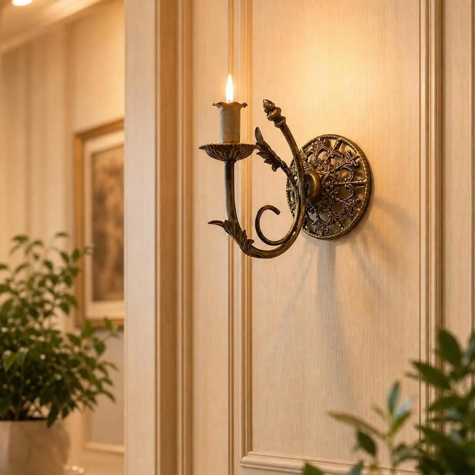 Candle Sconces Cast Iron Vintage Wall Mount Wall Candle Sconces Wall Candle Holder Candlestick Holder for Banquet Fireplace