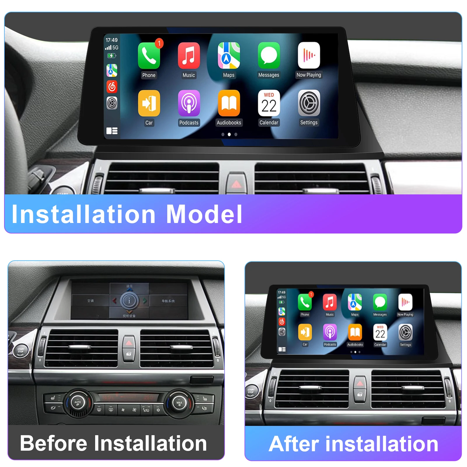 Android Car Radio for BMW X5 X6 E70 E71 CCC 2007-2009 Multimedia Player Supports CarPlay, Android Auto, GPS Navigation