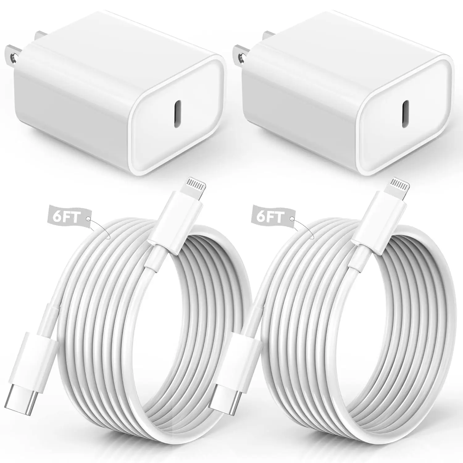 

Fast Charger 2Pack Type C Block Plug Adapter 6FT USB-C to Lightning Cable Cord for iPhone14/13/12/11/X/SE, iPad, AirPods
