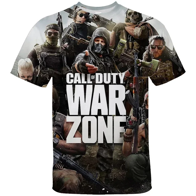 Vintage T-shirt Men's 3D Printed Short Sleeve T Shirt Call Of Duty Warzone Casual Tops Men's Clothes Loose T-shirts Fashion Tees