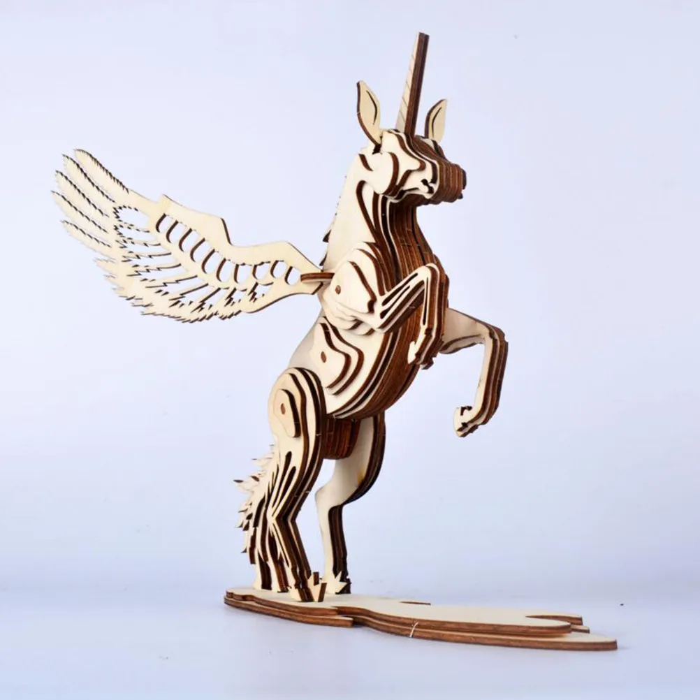 Puzzle 3D in Legno a Forma di Unicorno per Bambini, Set Educativo Fai-da-Te, Gioco Rompicapo, Regalo per lo Sviluppo e l'Apprendimento