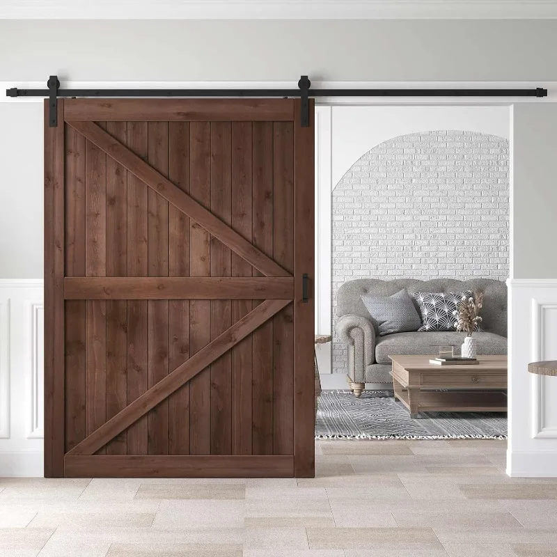 

Sliding barn door panels with hardware kit and handles for easy assembly