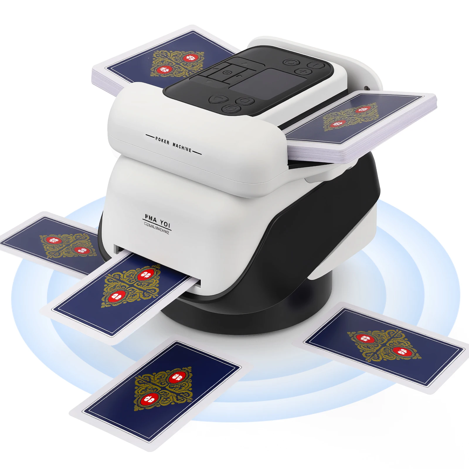 360 °   Machine de mélange et de distribution automatique de cartes rotative 2-en-1 – Outil de mélange et de distribution de cartes à jouer pour jeux de société à domicile et poker