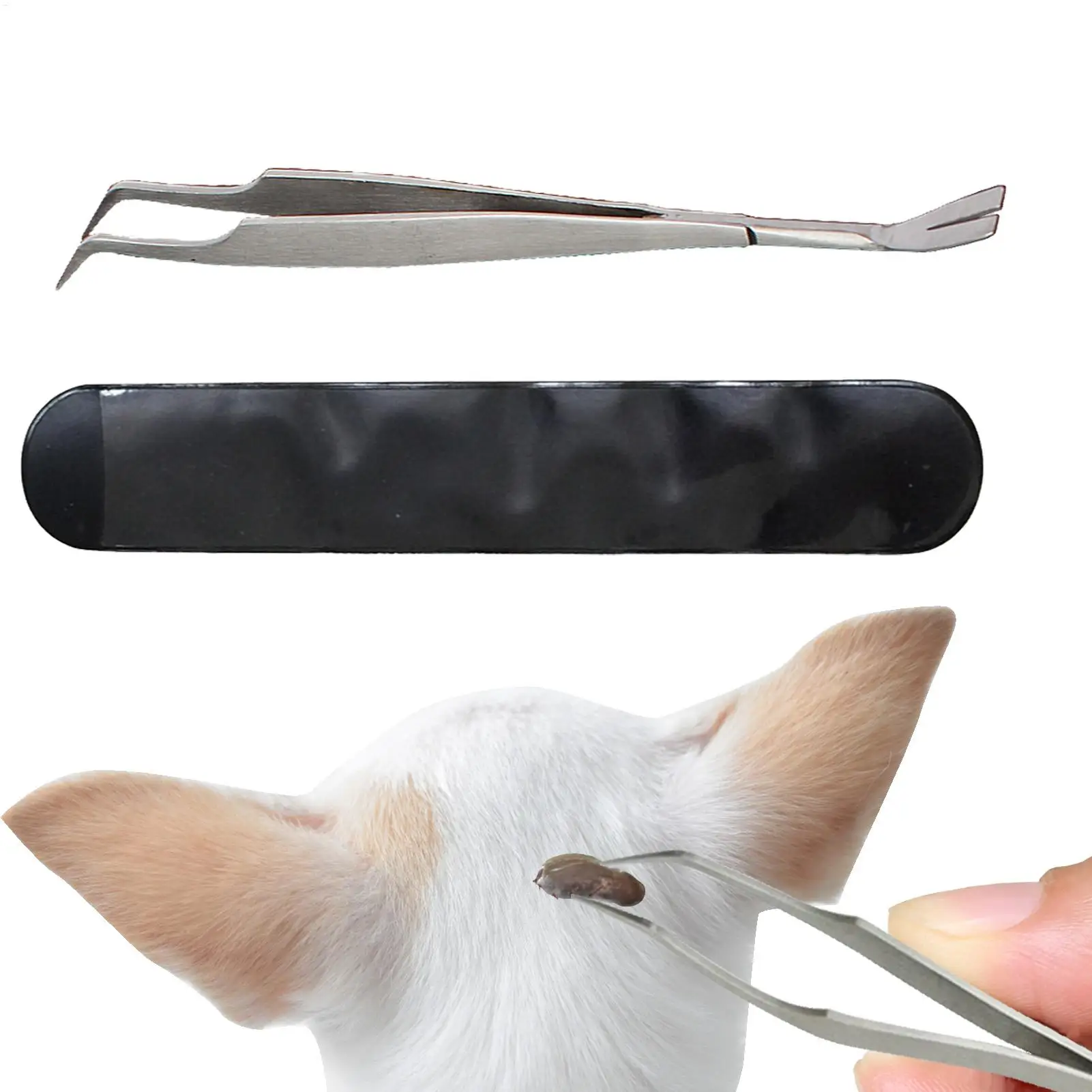 2 in 1 Tick Remover Tool Professional Removal Tweezers for Humans & Pets Dog Cat Flea and Tick Removal Portable Tools with Box