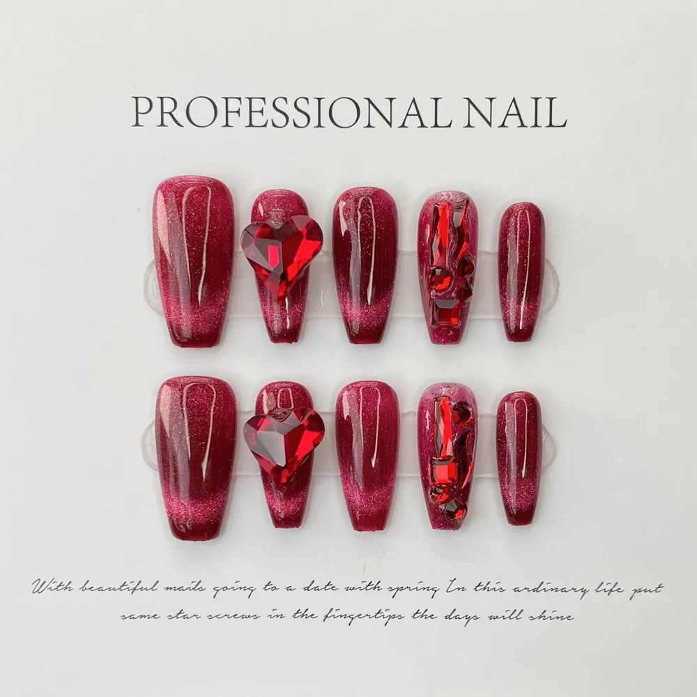 

Накладные ногти «кошачий глаз» ручной работы с клеем Многоразовые Накладные ногти полное покрытие искусственные накладные ногти маникюр ногтей