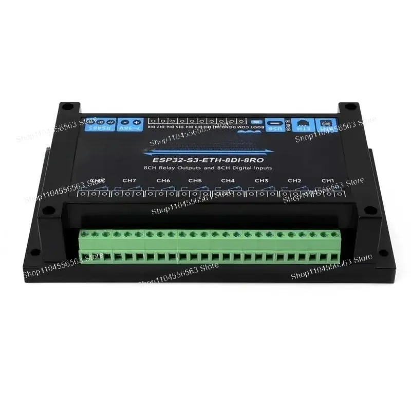 ESP32-S3 Industrial 8-Ch Relay Controller: WiFi/BT/Ethernet, RS485, PoE, 8x10A, DIN Rail, IoT PLC view 5