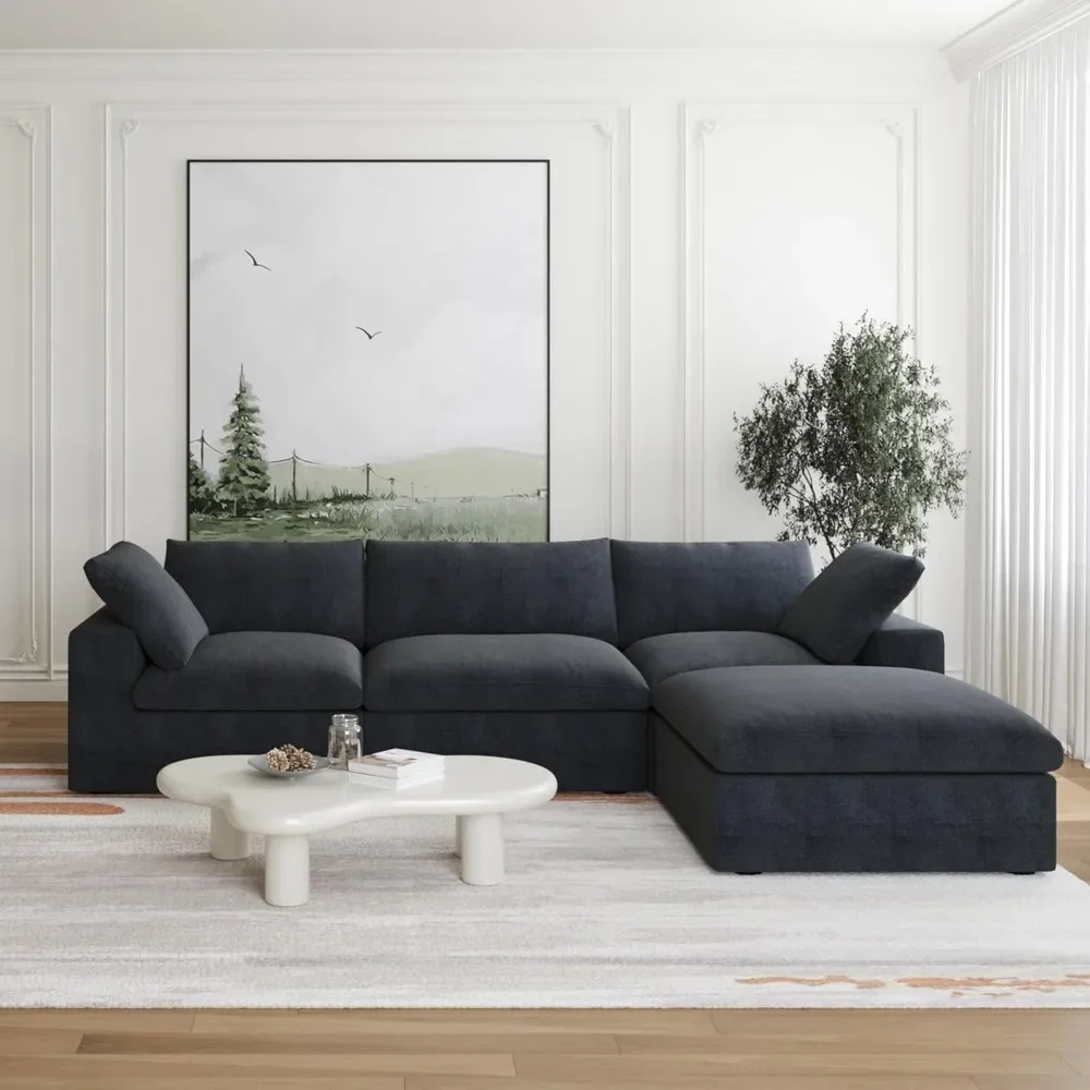 L Shape Sectional Couches for Living Room, Modern Modular Convertible Sofa, Cloud Couch, Thick Cushion, Couch Covers Removable