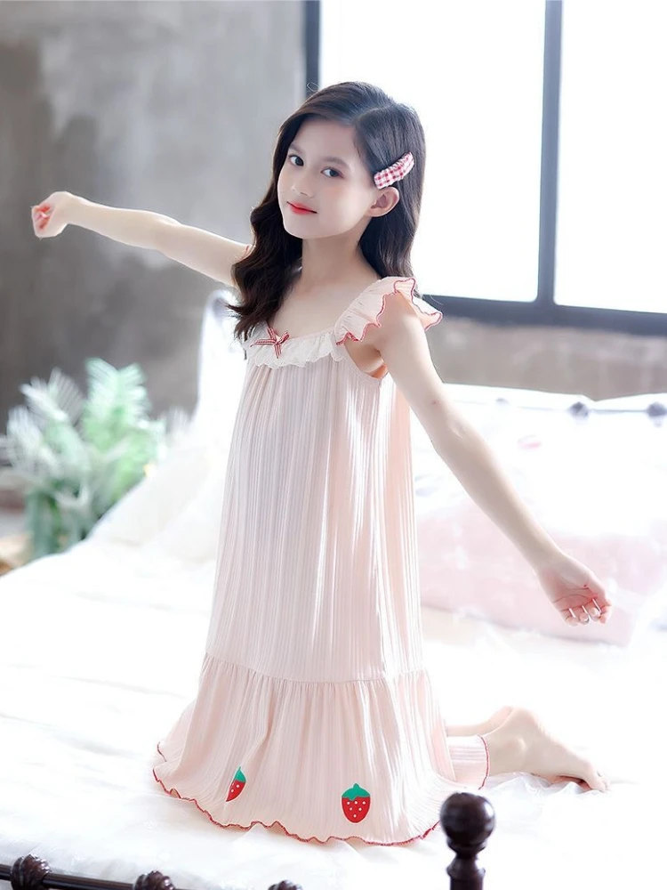 Summer Girls Princess Style Lightweight Cute Nightgown for Air Conditioning