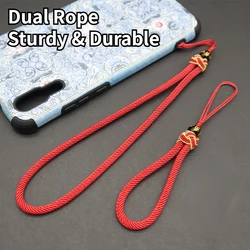 Handmade Phone Lanyard Dual Rope Anti-lost Anti-drop Keychain Wrist Sturdy Durable Strap Keycord Braided Bracelet Man For iPhone