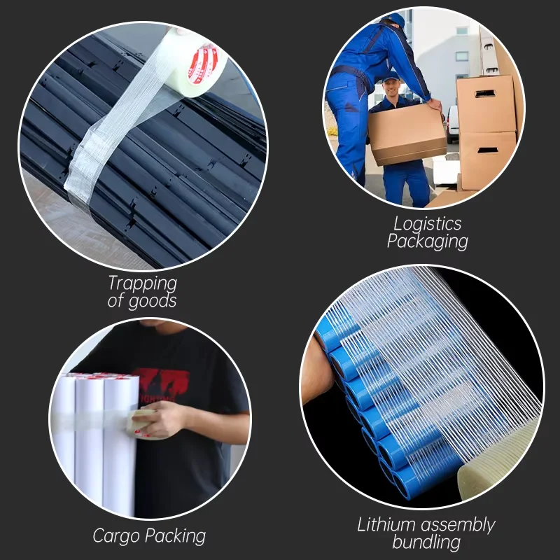Transparent Filament Tape Strong Fiberglass Strapping Tape for Electrical Fixing, Sealing & Packaging