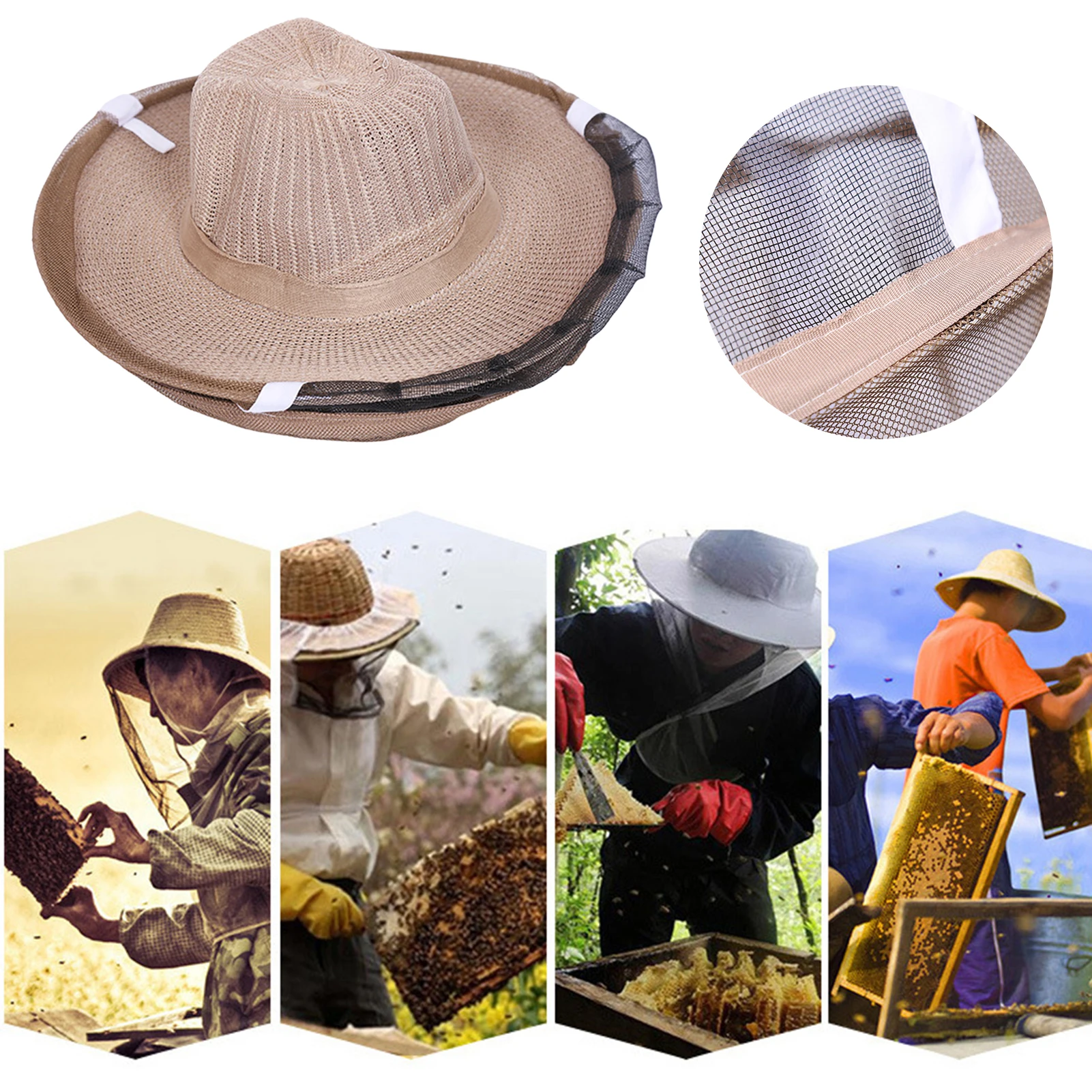 Sombrero de abeja transpirable, sombrero de Apicultor con velo de alta visibilidad, protección facial, Kit de Inicio de apicultor al aire