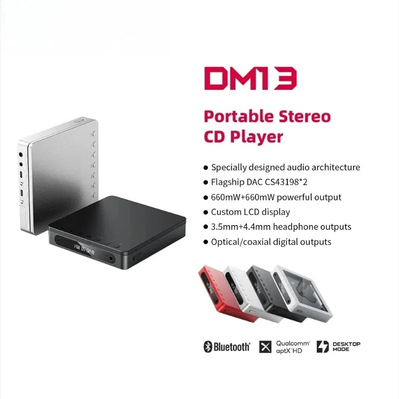 

【Бестселлер】Многофункциональный портативный стерео CD-плеер DM13 с долговечной батареей, поддерживает рипинг через USB, оптический/коаксиальный/3.5 мм вход.