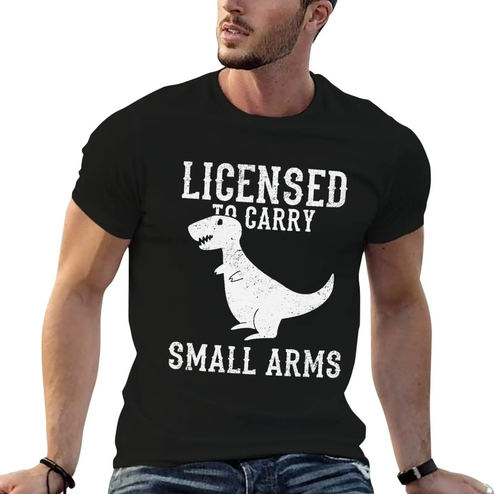Licensed To Carry Small Arms T-Rex T-Shirt hippie clothes blue archive mens designer clothes