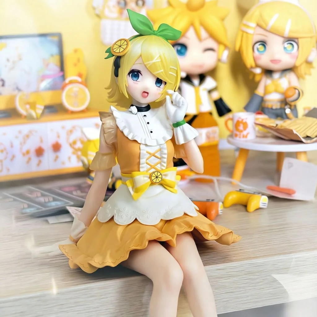 

Kagamine Rin Vocaloid Chibi Figure - Lemon Dress Outfit Sitting Pose 1/6 Scale 14cm Sexy Movable PVC Collectible Statue for Fans