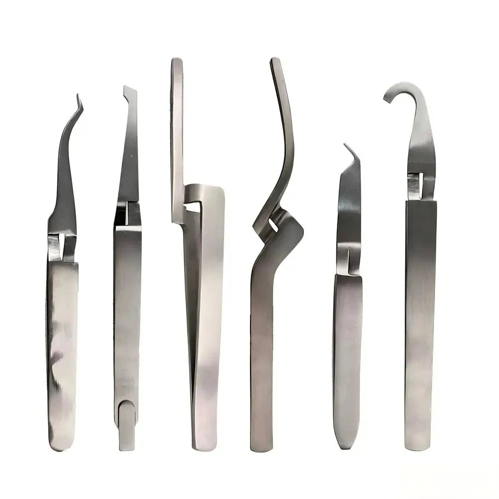 1Pc Stainless Steel Orthodontic Bracket Tweezers Serrated Holder Plier Precise Clamp Tool for Dental Orthodontic Treatment