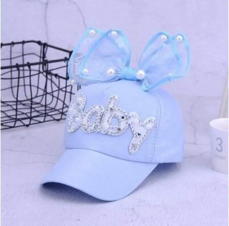 Multi-Color Adjustable Children\'S Hats For Baby Girls Casual Outdoor Lettered Baseball Hats Breathable Visor With Bow Hat