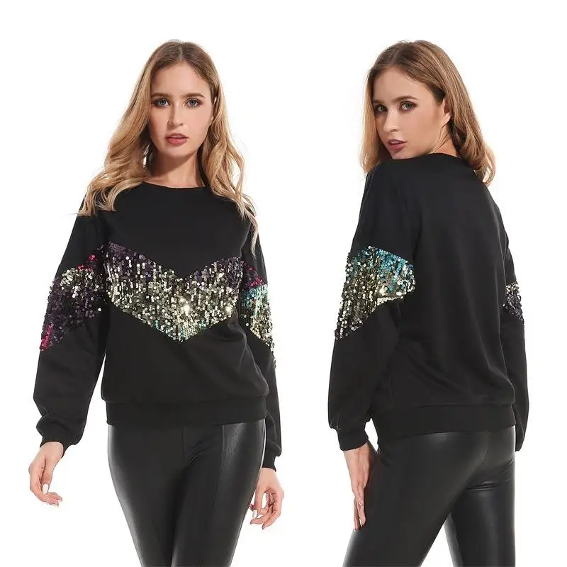 

Women's Sequined Long Sleeve Hoodie Glittering Elegant Style Thickened Winter Casual Fashion Ladies' Sweatshirt