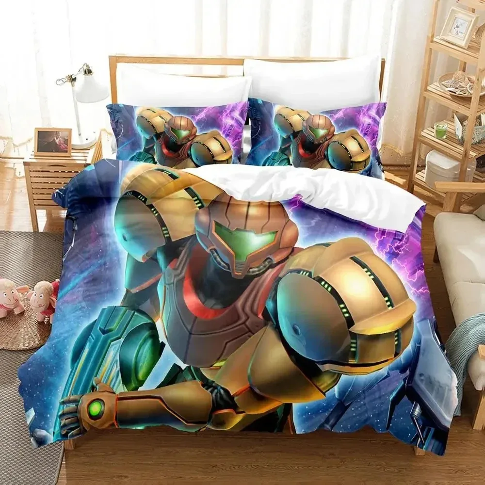 

3D Print Metroid Prime Bedding Set Duvet Cover Bed Set Quilt Cover Pillowcase Comforter king Queen Size Boys Adult Bedding Set