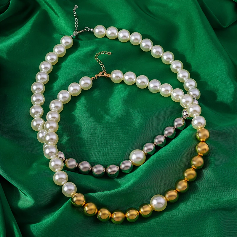 

Elegant Imitation Pearl Handmade Beads Necklace for Women Wedding Choker Necklace Girls Party Festival Jewelry Gifts