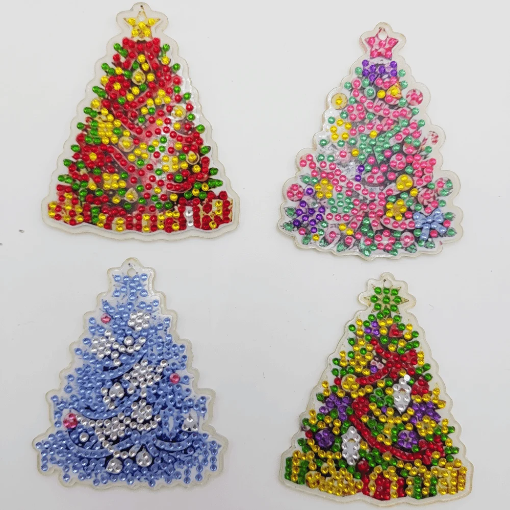 Acrylic Base Rhinestone Painting Pendant Shiny Creative Pattern DIY Crystal Keychain Complete Accessories Bright Color