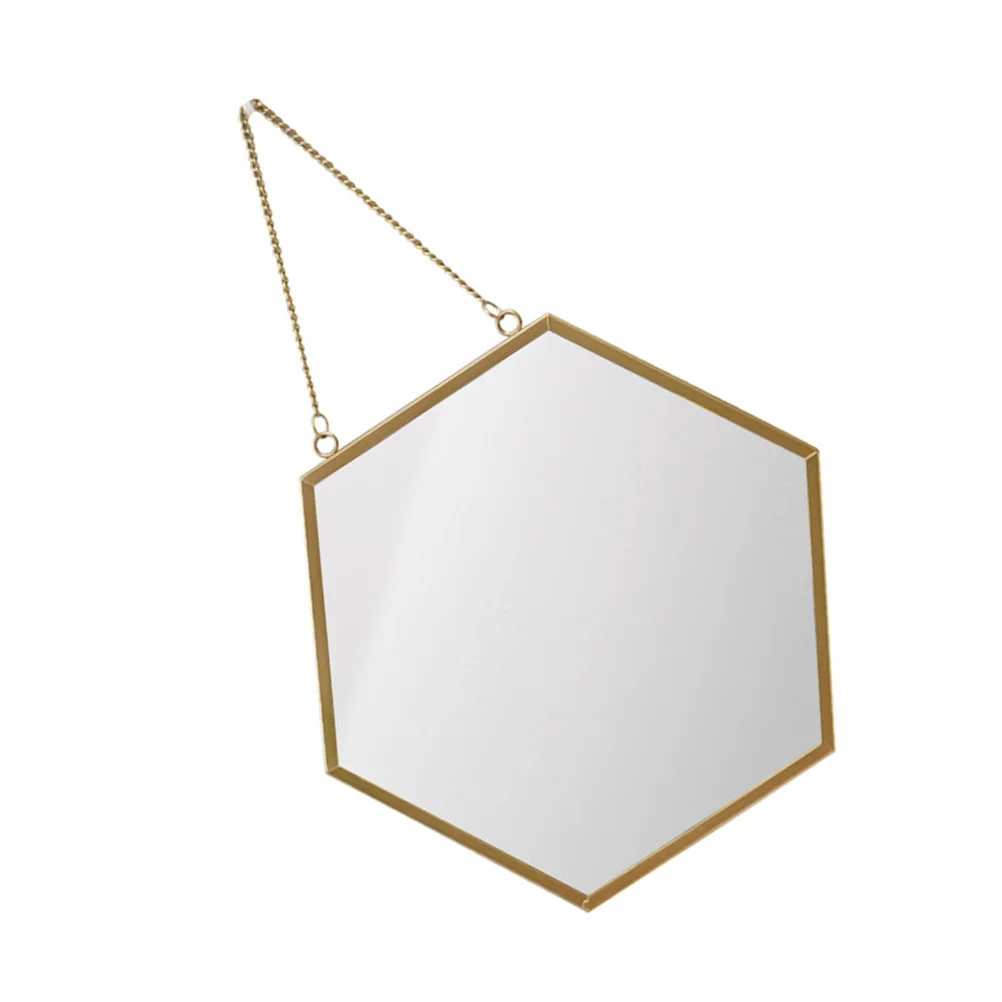 

Vanity Mirror Bedroom Vintage Mirrors Gold Hexagon Decor Creative Hanging Children's