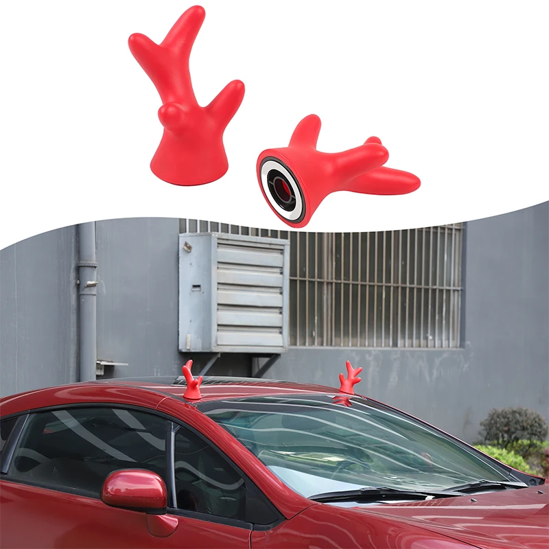

For Mitsubishi Eclipse 2006-2011 Automotive Car Roof Small Deer Horn Three-Dimensional Decoration PVC Red Car Accessories